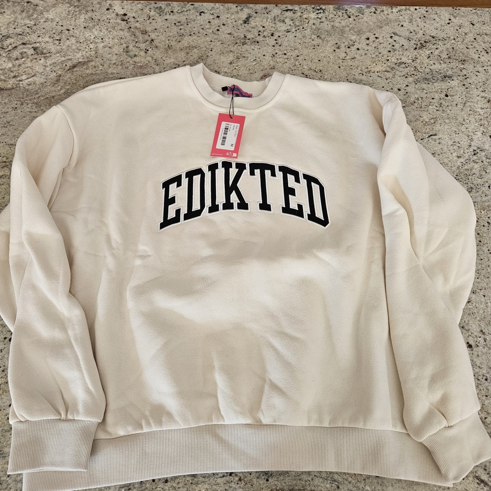 EDIKTED Cream Logo Sweatshirt
